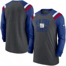 Men's New York Giants Gray Blue Tri Blend Raglan Athletic Long Sleeve T Shirt