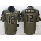 Men's New York Jets #12 Joe Namath Limited Olive 2021 Salute To Service Jersey