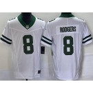 Men's New York Jets #8 Aaron Rodgers Limited White Legacy FUSE Vapor Jersey