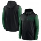 Men's New York Jets Black Green Fan Gear Mascot Performance Full Zip Hoodie