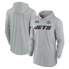 Men's New York Jets Gray 2024 Salute to Service Lightweight Performance Long Sleeve Hooded T Shirt