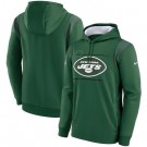 Men's New York Jets Green Sideline Logo Performance Pullover Hoodie