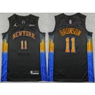 Men's New York Knicks #11 Jalen Brunson Black 2025 Statement Sponsor Swingman Jersey