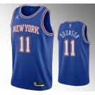 Men's New York Knicks #11 Jalen Brunson Blue Statement Icon Heat Press Jersey