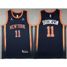 Men's New York Knicks #11 Jalen Brunson Navy Statement Icon Sponsor Swingman Jersey