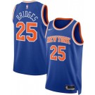 Men's New York Knicks #25 Mikal Bridges Blue Heat Press Jersey