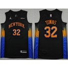Men's New York Knicks #32 Karl Anthony Towns Black 2025 Statement Sponsor Swingman Jersey