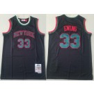Men's New York Knicks #33 Patrick Ewing Black Plaid 1991 Throwback Swingman Jersey