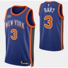 Men's New York Knicks #3 Josh Hart Blue 2023 City Icon Heat Press Jersey