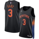 Men's New York Knicks #3 Josh Hart Navy Statement Heat Press Jersey