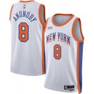 Men's New York Knicks #8 OG Anunoby White 2024 City Heat Press Jersey