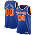 Men's New York Knicks Custom Blue 2023 Icon Heat Press Jersey