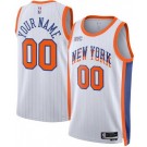Men's New York Knicks Custom White 2024 City Heat Press Jersey
