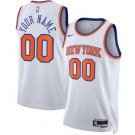 Men's New York Knicks Custom White Heat Press Jersey