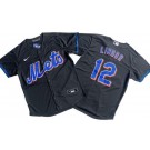 Men's New York Mets #12 Francisco Lindor Black Alternate Cool Base Jersey