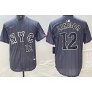 Men's New York Mets #12 Francisco Lindor Gray 2024 City Connect Player Number Cool Base Jersey