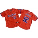 Men's New York Mets #12 Francisco Lindor Orange Alternate Limited Jersey