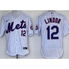 Men's New York Mets #12 Francisco Lindor White Authentic Jersey
