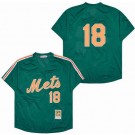Men's New York Mets #18 Darryl Strawberry Green Mesh Throwback Jersey