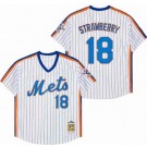 Men's New York Mets #18 Darryl Strawberry White 1986 Throwback Jersey