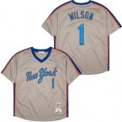 Men's New York Mets #1 Mookie Wilson Gray 1987 Throwback Jersey