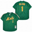 Men's New York Mets #1 Mookie Wilson Green 1985 Throwback Jersey
