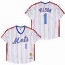 Men's New York Mets #1 Mookie Wilson White 1986 Throwback Jersey