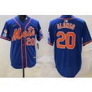 Men's New York Mets #20 Pete Alonso Blue 3 Patches Limited Jersey