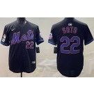 Men's New York Mets #22 Juan Soto Black 3 Patches Limited Jersey