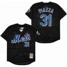 Men's New York Mets #31 Mike Piazza Black Mesh Throwback Jersey