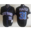 Men's New York Mets #31 Mike Piazza Black Throwback Jersey