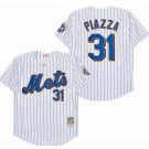 Men's New York Mets #31 Mike Piazza White 2000 Throwback Jersey