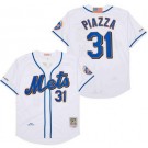 Men's New York Mets #31 Mike Piazza White 2001 Throwback Jersey