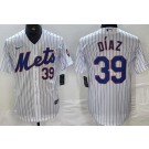 Men's New York Mets #39 Edwin Diaz White Player Number Cool Base Jersey
