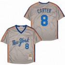 Men's New York Mets #8 Gary Carter Gray 1987 Throwback Jersey