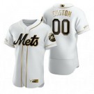 Men's New York Mets Customized White Gold 2020 FlexBase Jersey