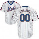 Men's New York Mets Customized White Stripes Throwback Cool Base Jersey