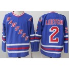 Men's New York Rangers #2 Brian Leetch Blue CCM Throwback Jersey