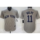 Men's New York Yankees #11 Anthony Volpe Gray Field of Dreams Player Name Cool Base Jersey