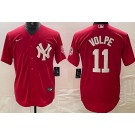Men's New York Yankees #11 Anthony Volpe Red Fashion Cool Base Jersey
