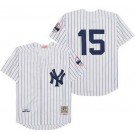 Men's New York Yankees #15 Thurman Munson White 1973 Throwback Jersey
