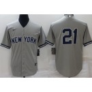 Men's New York Yankees #21 Paul O'Neill Gray Cool Base Jersey