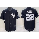 Men's New York Yankees #22 Juan Soto Black Throwback Cool Base Jersey