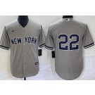 Men's New York Yankees #22 Juan Soto Gray Cool Base Jersey