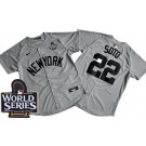 Men's New York Yankees #22 Juan Soto Gray Player Name 2024 World Series Limited Jersey