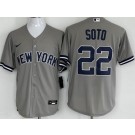 Men's New York Yankees #22 Juan Soto Gray Player Name Cool Base Jersey