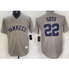 Men's New York Yankees #22 Juan Soto Gray Player Name Cooperstown Collection Jersey