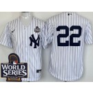 Men's New York Yankees #22 Juan Soto White 2024 World Series Cool Base Jersey