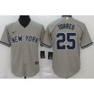 Men's New York Yankees #25 Gleyber Torres Gray Player Name 2020 Cool Base Jersey