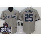 Men's New York Yankees #25 Gleyber Torres Gray Player Name 2024 World Series Cool Base Jersey